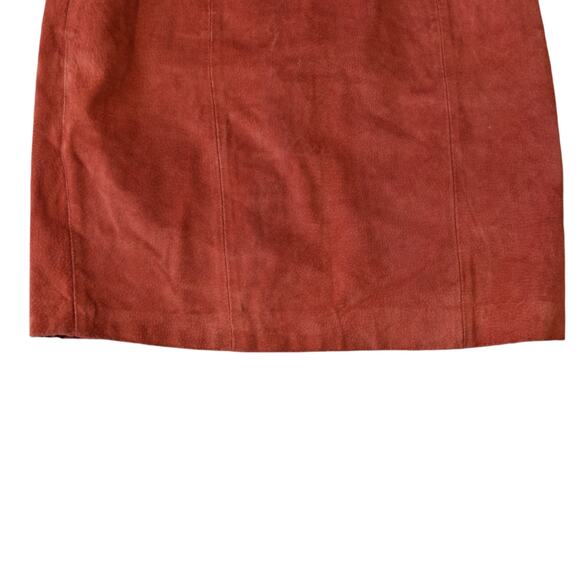 Vintage Burnt Orange Suede Leather Skirt by Express, Size Small - Picture 3 of 8